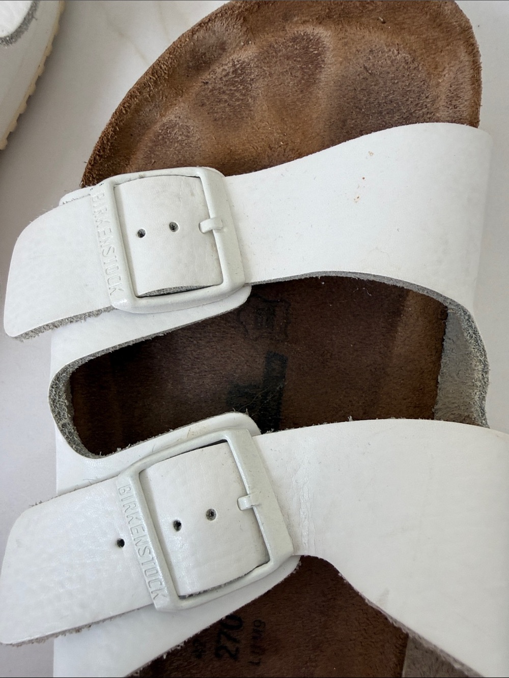 Birkenstock Arizona supergrip White leather Sandals 11 42 R - Picture 7 of 9